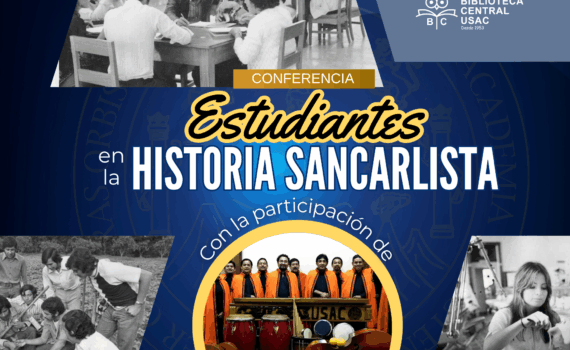 ¡Cordial invitación! 📚✨ Este lunes 26 de mayo, no te pierdas la conferencia "Estudiantes en la historia sancarlista" a cargo del licenciado Mynor Carrera Mejía, una charla que nos llevará a descubrir momentos clave de la historia sancarlista y su impacto en la formación de nuestra identidad universitaria. Con la participación especial de la Estudiantina Universitaria, esta actividad se llevará a cabo a las 17:00 horas en el lobby de la Biblioteca Central. ¡Ven, aprende y disfruta de una tarde llena de historia, música y cultura! 🎶🎓